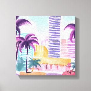 Impressão Em Tela Miami Pastéis   Pintura em Aquarela Desorganizada