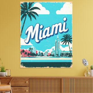 Impressão Em Tela Miami Retro Vibes
