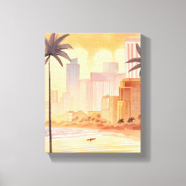 Impressão Em Tela Miami Sunrise | Pintura em Linha Amarela
