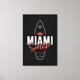 Impressão Em Tela Miami Surf – Design de Surfboard Vintage Sunset Be