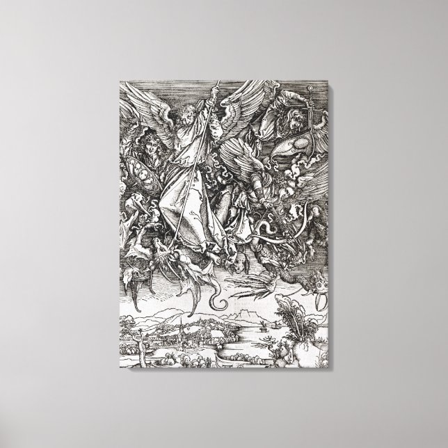 Impressão Em Tela Michael e o Dragão, de um latim (Frente)