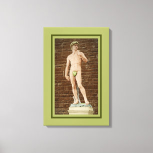 IMPRESSÃO EM TELA MICHELANGELO DAVID COM FOLHA DE FIG