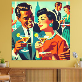 Impressão Em Tela Mid Century Cocktail Party Couples - Mi Amor