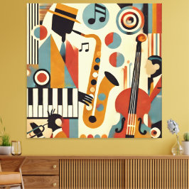 Impressão Em Tela Mid Century Jazz Age Modern Minimalist Trio
