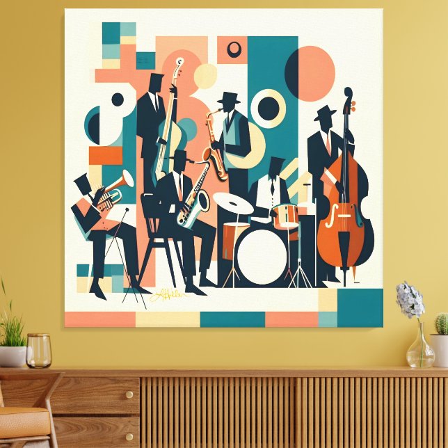 Impressão Em Tela Mid Century Jazz Age Sextet (Insitu(Sala de estar))