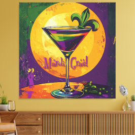 Impressão Em Tela Mid Century Mardi Gras Sunset Fleur De Lis Martini