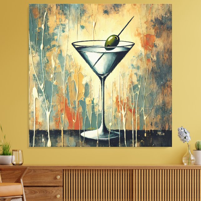Impressão Em Tela Mid Century Mixed Media Martini Art (Insitu(Sala de estar))