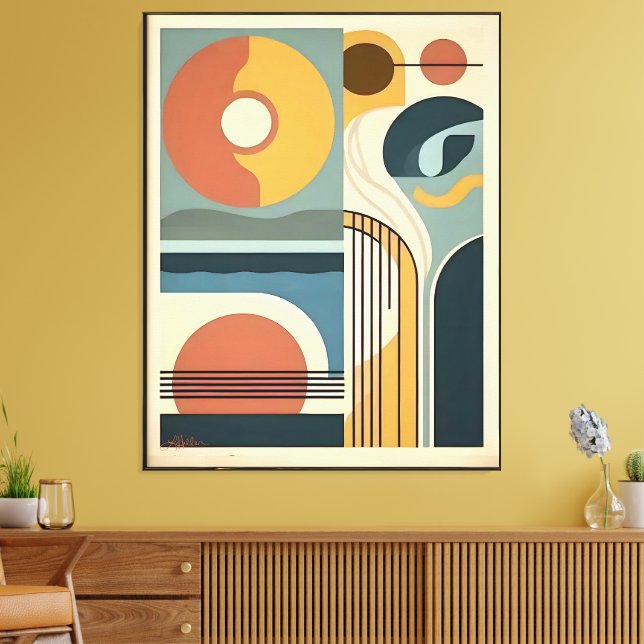 Impressão Em Tela Mid Century Modern Art Sunrise Sunset (Insitu(Sala de estar))