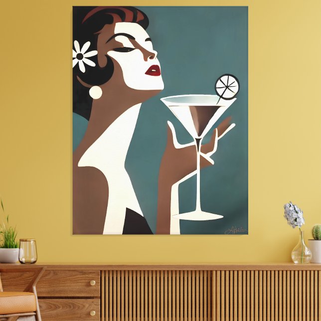 Impressão Em Tela Mid Century Modern Art The Martini DIva (Insitu(Sala de estar))
