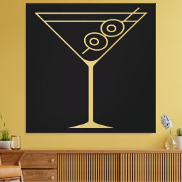 Impressão Em Tela Mid Century Modern Gold 2 Azeitona Martini