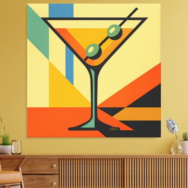 Impressão Em Tela Mid Century Modern Sunrise Bauhaus Martini (Insitu(Sala de estar))