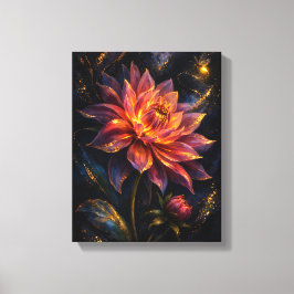 Impressão Em Tela Midnight Botanica Ember Dahlia Moody Indigo Floral