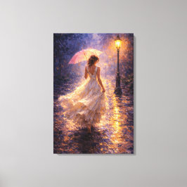 Impressão Em Tela Midnight Rain: Impasto Style