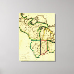 Impressão Em Tela Midwest no mapa unido de StatesPanoramic