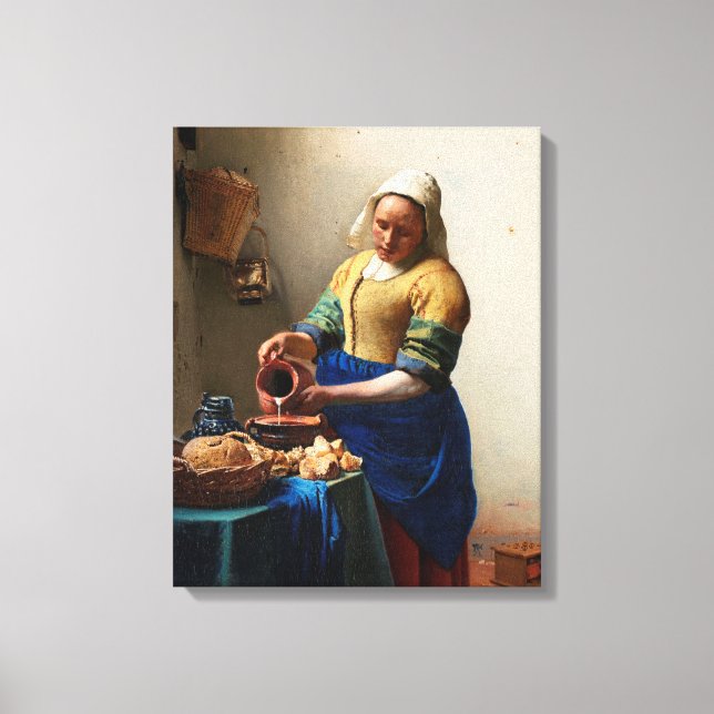 Impressão Em Tela Milkmaid Kitchen Maid por Johannes Vermeer (Frente)