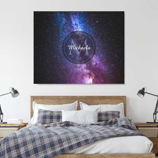 Impressão Em Tela Milky way bright colors personalizable monogram (Insitu(Quarto))