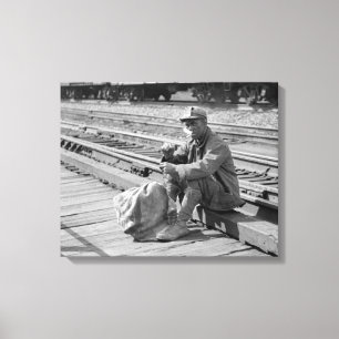 Impressão Em Tela Mineiro nos pátios ferroviários, 1938