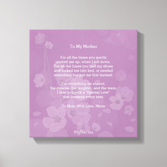 Impressão Em Tela Minha Árvore, Para Minha Mãe, (Frente)