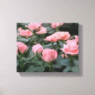 Impressão Em Tela Mini Rosas Rosa Pintura Digital Flor