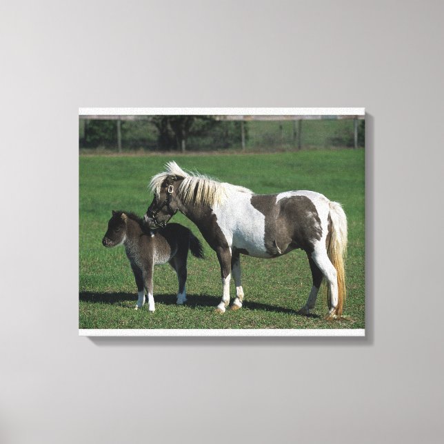 Impressão Em Tela Miniatura Mare & Foal em Pé (Frente)