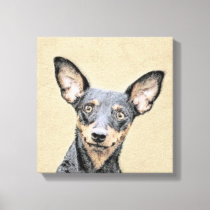 Impressão Em Tela Miniatura Pinscher Pintando Bela Arte Original de