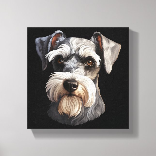 Impressão Em Tela Miniatura Schnauzer (Frente)