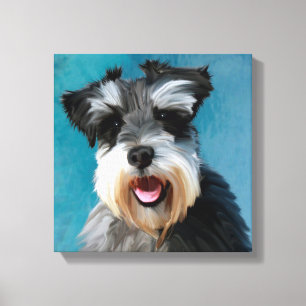 Impressão Em Tela Miniatura Schnauzer — Pintura De Cor De Água