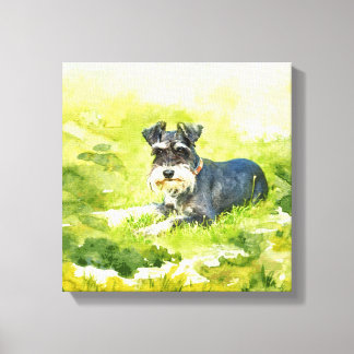 Impressão Em Tela Miniatura Schnauzer Watercolor Arte Digital