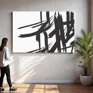 Impressão Em Tela Mínima arte de abstrato branco e preto