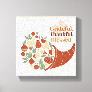 Impressão Em Tela Mínima Cornucopia Wall Art - Boho Ação de Graças