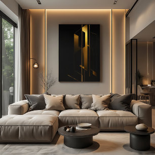 Impressão Em Tela Minimalismo Dourado Vertical
