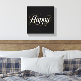 Impressão Em Tela Minimalist Elegant Gold Happy Typography - Classy
