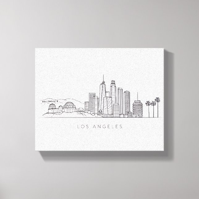 Impressão Em Tela Minimalist Los Angeles Skyline Illustration (Frente)