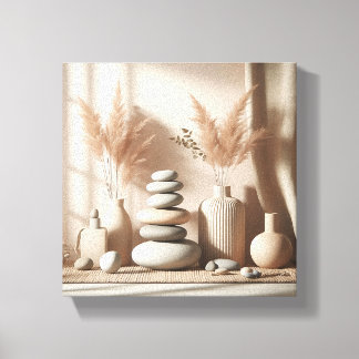 Impressão Em Tela Minimalist Zen Still Life Art - Balanced Stones an