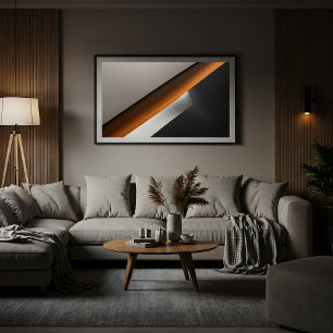 Impressão Em Tela Minimalista Abstrato Acento Laranja Queimado