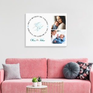 Impressão Em Tela Minimalista Azul Presente Personalizado de 1º Dia