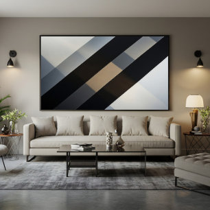 Impressão Em Tela Minimalista Geométrico Abstrato Neutro Diagonal