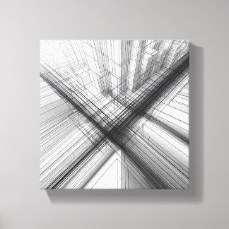 Impressão Em Tela Minimalista Moderno Urbano Wireframe - Abstrato 3D
