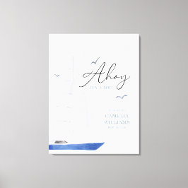 Impressão Em Tela Mínimo Náutico Chá de fraldas Ahoy Boy