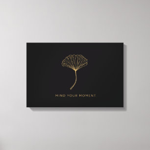 Impressão Em Tela Mínimo Ouro Folha de Ginkgo Citação Zen Parede de 