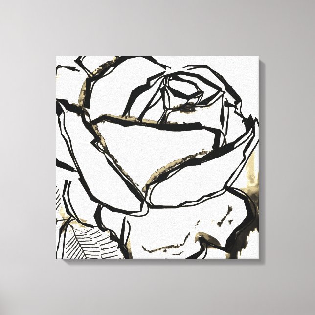 Impressão Em Tela Mínimo Preto-Branco Rosa Belas Artes (Frente)