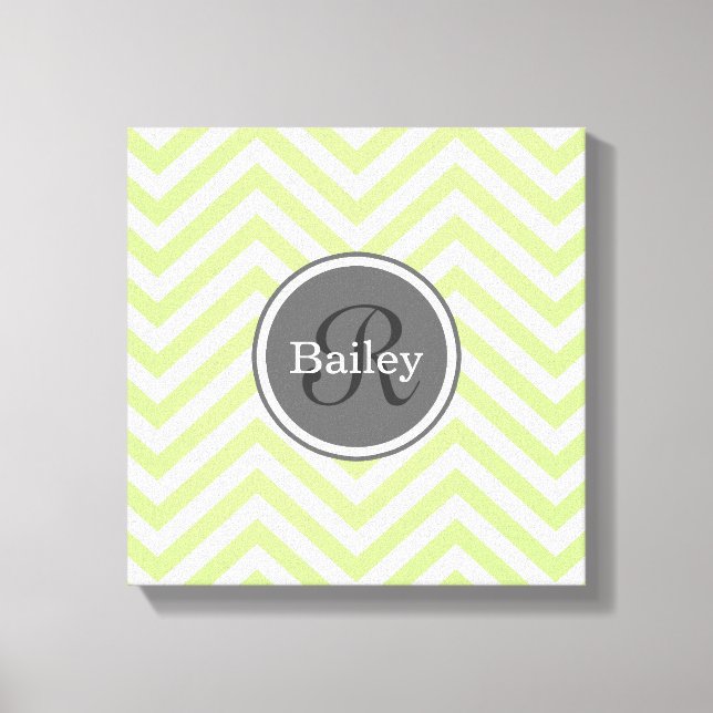Impressão Em Tela Mint Green Chevron Monograma (Frente)