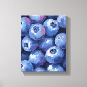 Impressão Em Tela Mirtilos   Fruta Pintada a Aquarela