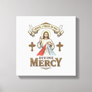 Impressão Em Tela Misericórdia Divina Jesus Gravura Vintage Camiseta