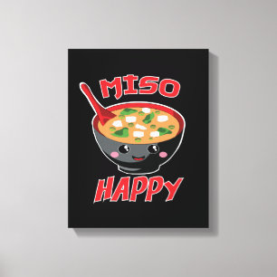 Impressão Em Tela Miso Happy Funny Comida Kawaii