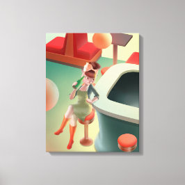 Impressão Em Tela Miss Meow - Bar Noturno