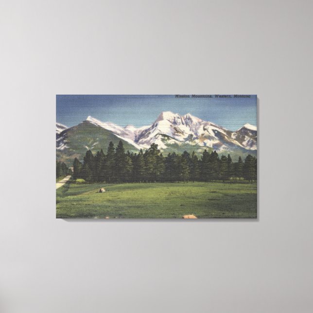 Impressão Em Tela Mission Mountain View em Montana (Frente)
