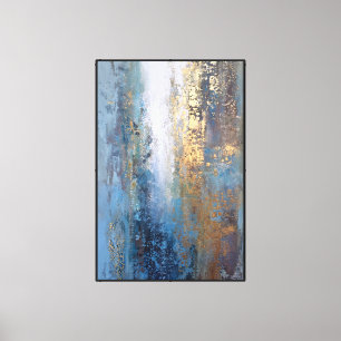 Impressão Em Tela Mistério & Metal: Ouro Azul Abstrato