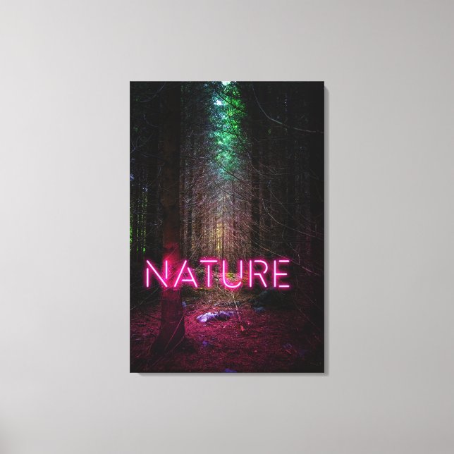 Impressão Em Tela Misteriosa floresta de espadilha natureza neon mag (Frente)