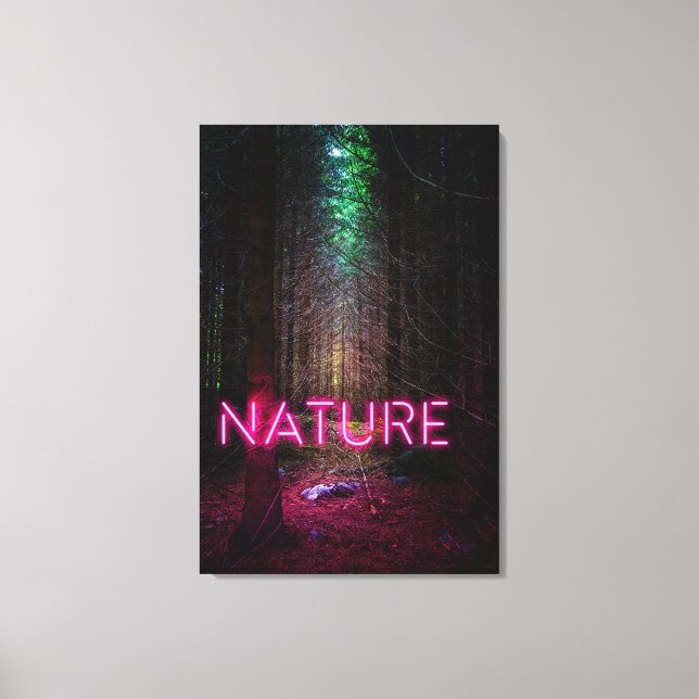 Impressão Em Tela Misteriosa floresta de espadilha natureza neon mag (Frente)